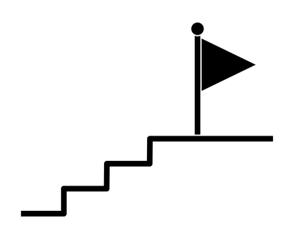 階段と旗 階段,旗,ゴール,段差,目印,地点,シルエット,黒のイラスト素材
