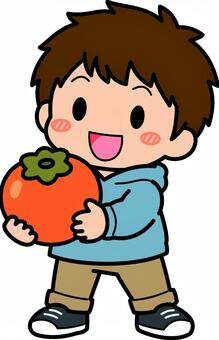 青の柿の男子です。 柿,果物,シンプル,食べ物,人物,農業,農家,収穫,青果,食材のイラスト素材