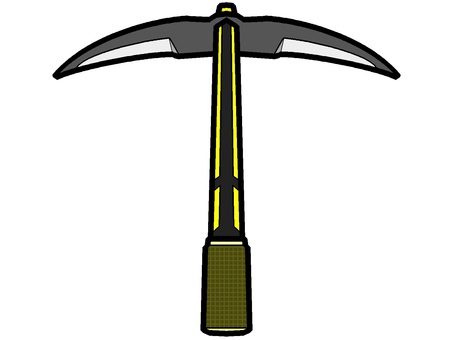 ピッケルのアイコン『黄』 ピッケル,工具,採掘,鉱石,採取,道具,モチーフ,カラー,アイテム,装備のイラスト素材