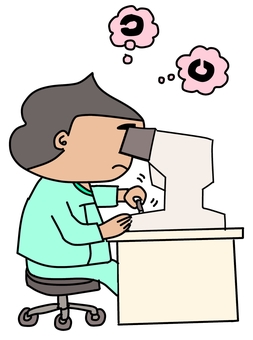 視力検査をする男性 視力検査,視力,健康診断,人間ドック,検査機,検査衣,男性,かわいい,ゆるい,手描きのイラスト素材