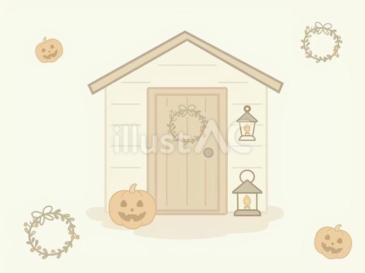 北欧風シンプルハロウィンのおうち ハロウィン,北欧風,くすみのイラスト素材