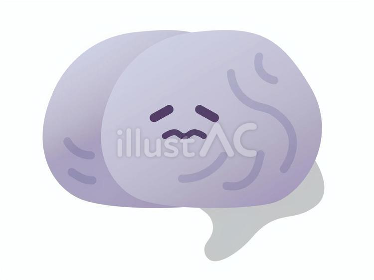 元気がない脳のイラスト 脳,脳みそ,脳幹のイラスト素材