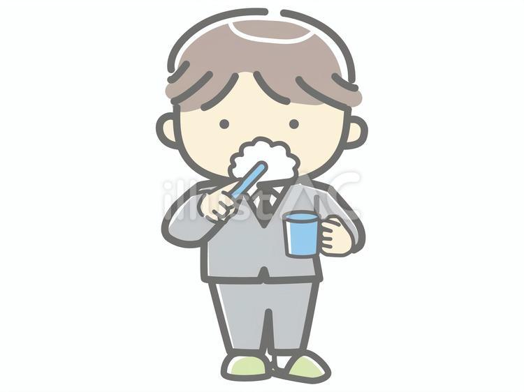 歯磨きをする学生 男性,高校生,歯磨きのイラスト素材