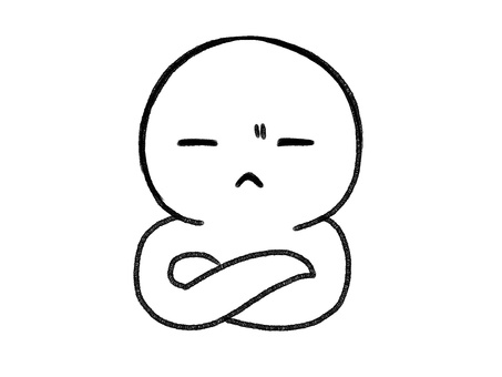 眉間に皺を寄せる棒人間 眉間に皺を寄せる棒人間 棒人間,人物,腕組,怒り,考える,手描き,落書き,表情,黒,シンプルのイラスト素材