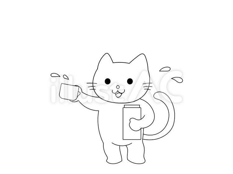 水分補給をこまめにしようね＿フリー ねこ,水分補給,子猫のイラスト素材