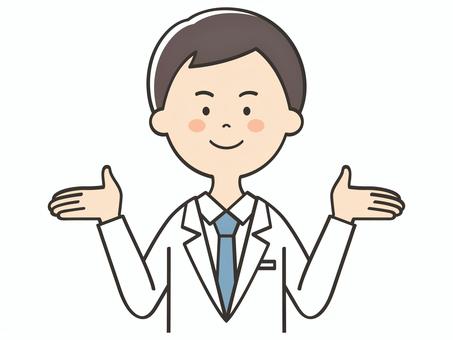 紹介する白衣の男性 紹介する白衣の男性 紹介,案内,説明,教える,紹介する,解説,アドバイス,重要,お知らせ,注目のイラスト素材