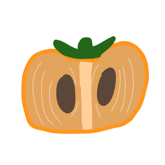 柿（断面半分） 秋,フルーツ,柿,断面,カットフルーツ,果物,果実,デザート,食べ物,シンプルのイラスト素材