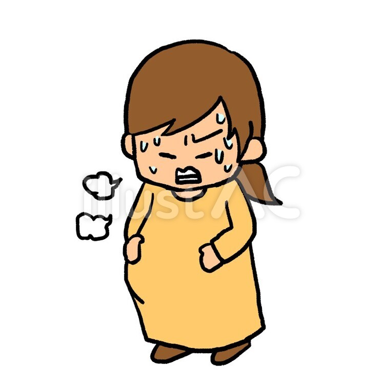陣痛きたかも妊婦さん 妊婦,妊娠,マタニティのイラスト素材
