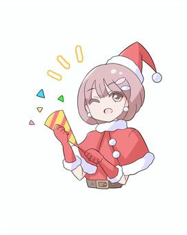 サンタコスでクラッカーを鳴らす女の子 人物,キャラクター,女の子,コスプレ,イベント,サンタクロース,クリスマス,12月,パーティ,赤のイラスト素材