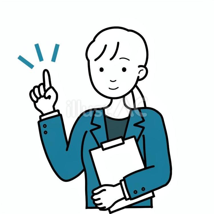 シンプル指差し社員（b） シンプル,人,女のイラスト素材