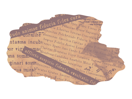 ビンテージ新聞切れ端風・英字と茶色の紙片 デザインペーパー,新聞,切れ端,背景,コラージュ,フレーム,テクスチャ,破れ,古紙,紙片のイラスト素材