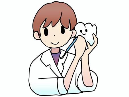歯を手に持っている男性歯科技工士 歯科技工士,男性,差し歯,クラウン,被せ物,歯科技工,歯科医療,歯科,医療従事者,技工所のイラスト素材