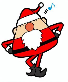 踊るサンタクロース　イラスト 踊る,二頭身,サンタクロース,白色,ひげ,赤色,洋服,黒色,くつ,手袋のイラスト素材