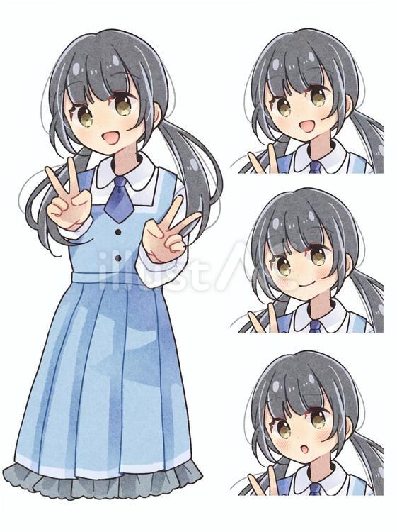 立ち絵素材と表情のみ3種　13 立ち絵,イラスト,女の子のイラスト素材
