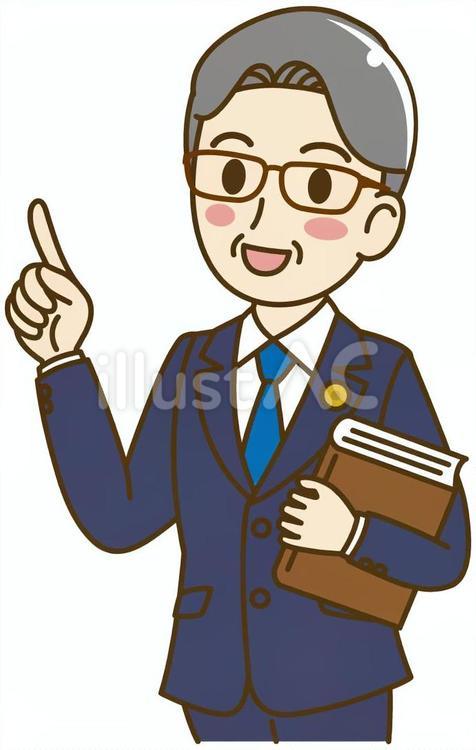 指をさして説明する信頼感ある男性弁護士 弁護士,男性,ベテランのイラスト素材