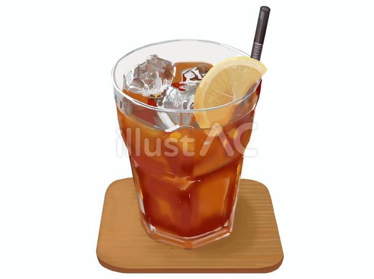 アイスティーⅡ（コースターあり） アイスティー,コースター,ストローのイラスト素材
