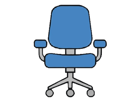 ビジネスチェアアイコン風イラスト 椅子,チェア,ビジネス,会社,オフィス,アイコン,透過,シンプル,青,キャスターのイラスト素材
