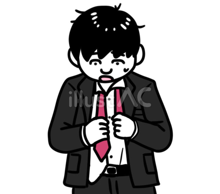 ネクタイがうまく結べない青二才 ネクタイ,新人,新入生のイラスト素材