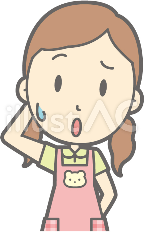 保育士女性-あれれ-バスト 人物,シンプル,かわいいのイラスト素材