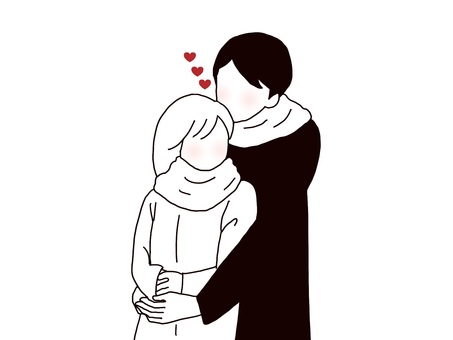 カップルイラスト 恋愛,恋愛中,カップル,男女,彼氏,彼女,ハグ,バックハグ,恋人,男性のイラスト素材