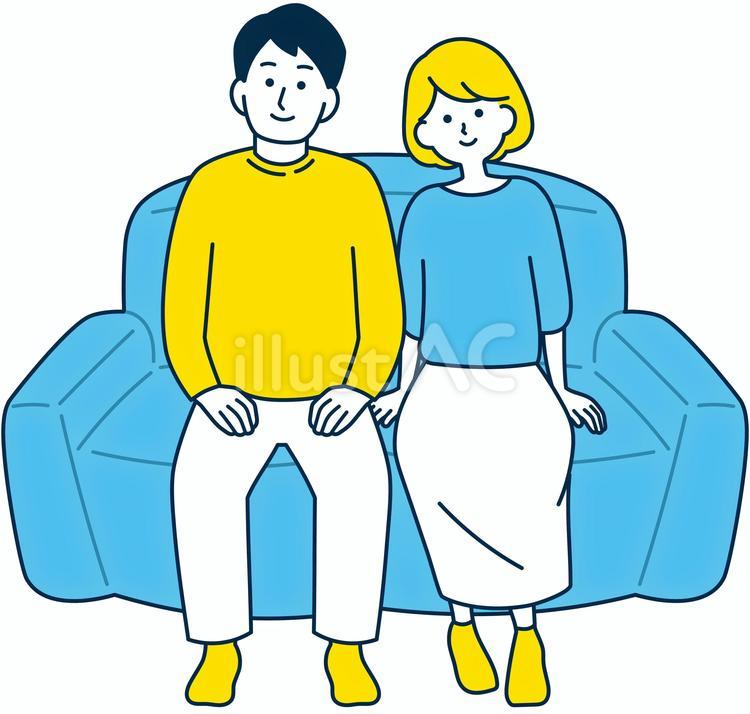 仲の良い夫婦　寄り添う夫婦 女性,笑顔,かわいいのイラスト素材