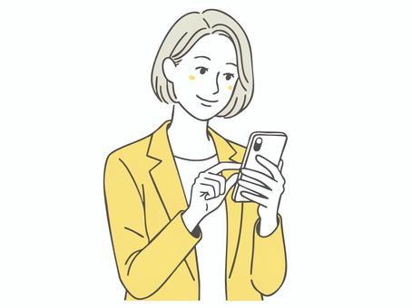 スマホを操作する女性1 スマホ,女性,スマートフォン,若い,タッチ,操作,画面,チェック,携帯電話,携帯のイラスト素材