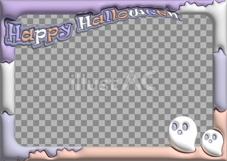 ハロウィンのぷっくりフレーム４ ハロウィン,おばけ,フレームのイラスト素材