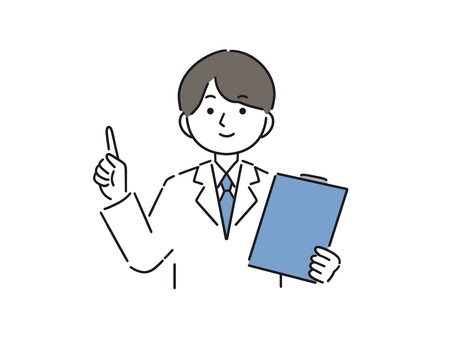 説明する白衣の男性 説明,案内,管理栄養士,白衣,医者,看護師,医療従事者,福祉,行政,職員のイラスト素材