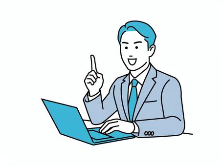 パソコンを操作するビジネスマン ビジネスマン,オフィス,パソコン,会議,就職,商談,転職,仕事,働く,社会人のイラスト素材