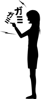 説教女性シルエット 説教女性シルエット 説教,小言,責める,怒る,指さす,仕草,横向き,立ち姿,女性,シルエットのイラスト素材