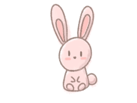 可愛いおすわりうさぎのイラスト うさぎ,おすわり,可愛い,手書き,手描き,ピンク,ポップのイラスト素材