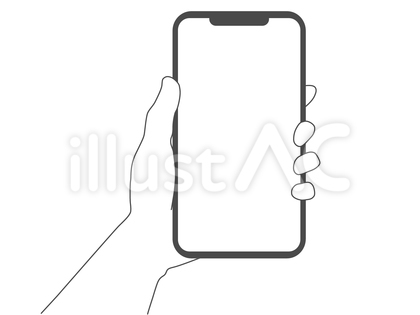 スマホを持つ手のイラスト モノクロ
