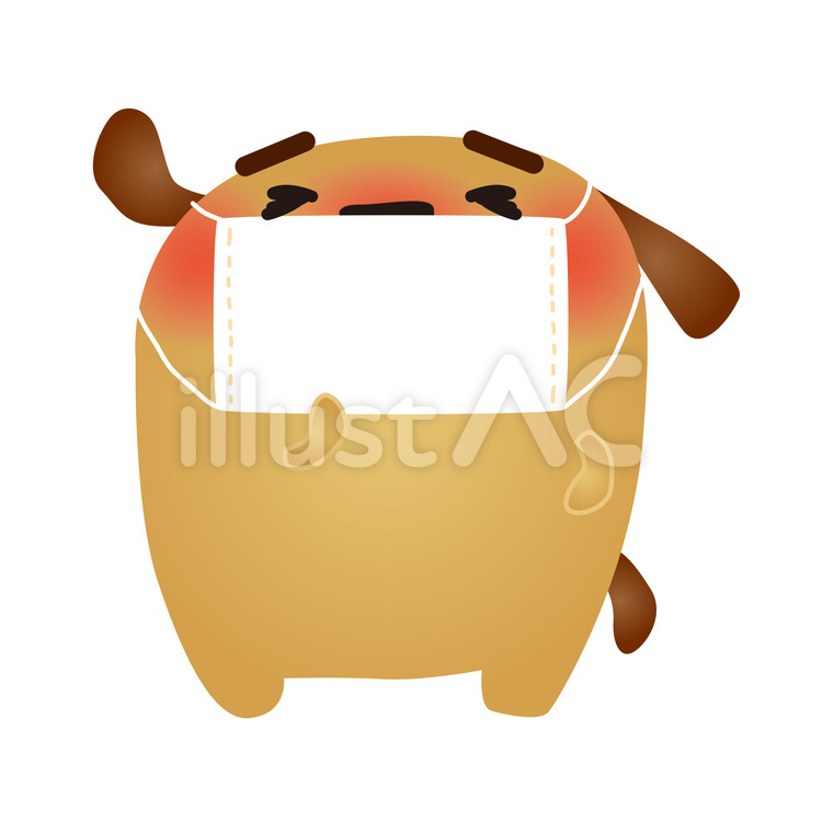 dog072 犬,マスク,花粉症のイラスト素材