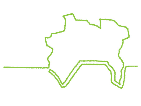 神奈川の一筆書き 神奈川,地図,一筆,線画,手描き,挿絵,ワンポイント,素材,商用可,無料のイラスト素材