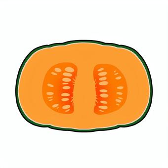 かぼちゃ　断面 かぼちゃ,断面,切り口,野菜,食べ物,秋,収穫,シンプル,可愛い,イラストのイラスト素材