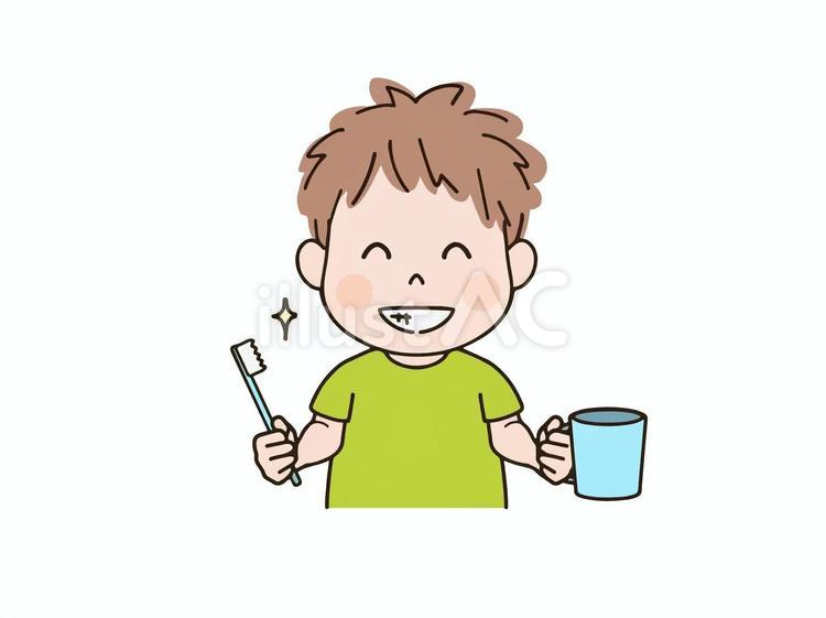 歯磨きをする子供「いー」_ふさふさ 子供,園児,幼児のイラスト素材