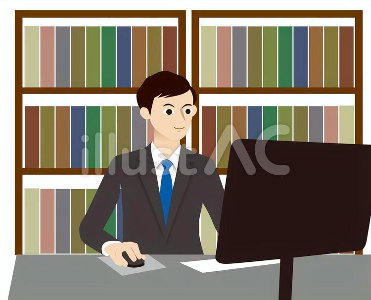 男性　PC　パソコン　仕事 男性,仕事,pcのイラスト素材