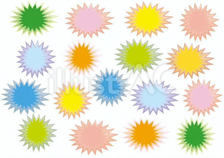 あざやかばくだんせっと バクダン,ギザギザ,吹き出しのイラスト素材