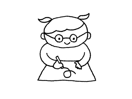 クレヨンで絵を描く眼鏡の女の子(線のみ) クレヨンで絵を描く眼鏡の女の子(線のみ) 子供,クレヨン,絵,お絵かき,幼稚園,保育園,小学生,学校,教室,描くのイラスト素材