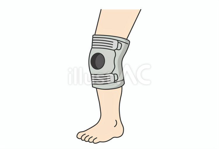 膝サポーターを着用した足のイラスト 膝,サポーター,医療器具のイラスト素材