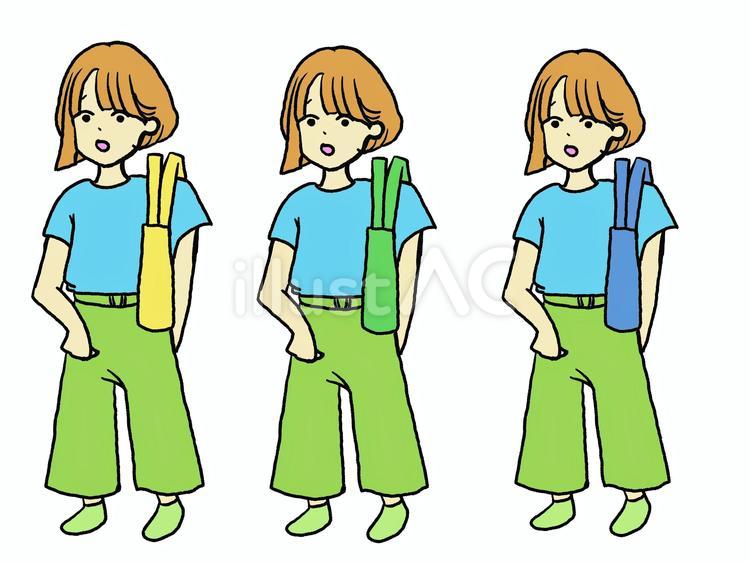 かばんを持つ女の子 女の子,かばん,持つのイラスト素材