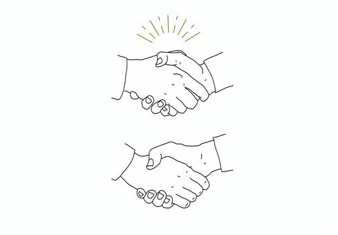 握手をする大人の手 握手,手,線画,シンプル,おしゃれ,友好,挨拶,交流,大人,成功のイラスト素材