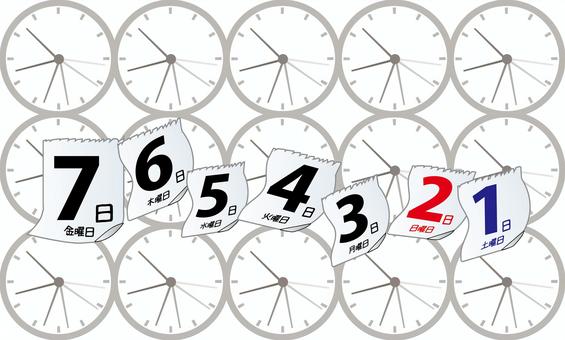 日付時間経過 日めくり,カレンダー,めくる,スケジュール,日付,時間,秒針,経過のイラスト素材