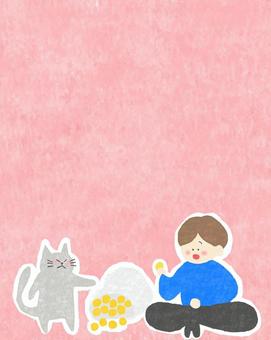 ねこと男の子♪ かわいい,ねこ,動物,生き物,ペット,男の子,男,男性,人,お金のイラスト素材
