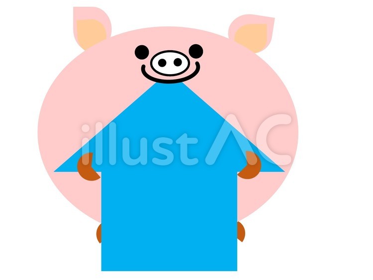 ぶたと矢印 ぶた,かわいい,矢印のイラスト素材