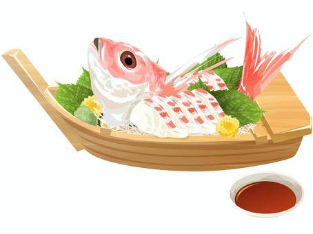 Illustration, red snapper, sliced ​​raw fish, sashimi, 