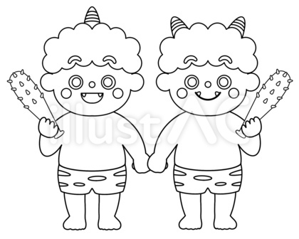 【塗り絵】節分・鬼・金棒