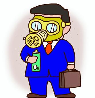 ガスマスクをするサラリーマン マスク,毒ガス,男性,サラリーマン,pm2.5,ガスマスク,危険,健康のイラスト素材