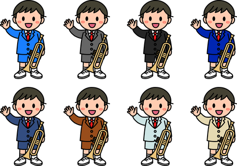 トランペットの男の子です。 トランペット,ラッパ,男の子,音楽,シンプル,クラシック,楽器,演奏,ミュージシャン,ライブのイラスト素材