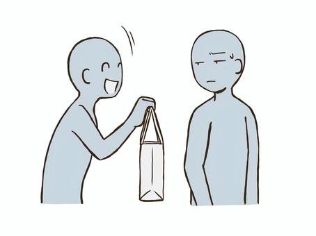 気を使う人のドローイング デッサン,人形,ラフ,ポーズ,気を使う,プレゼント,ドローイング,贈り物,手土産,紙袋のイラスト素材